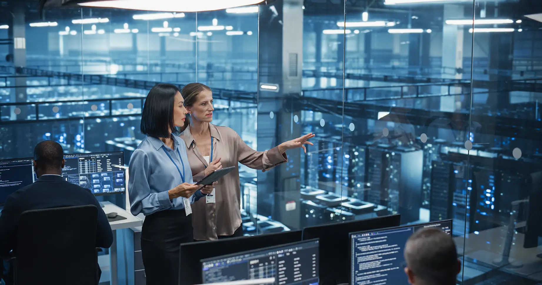 Two female executives talking