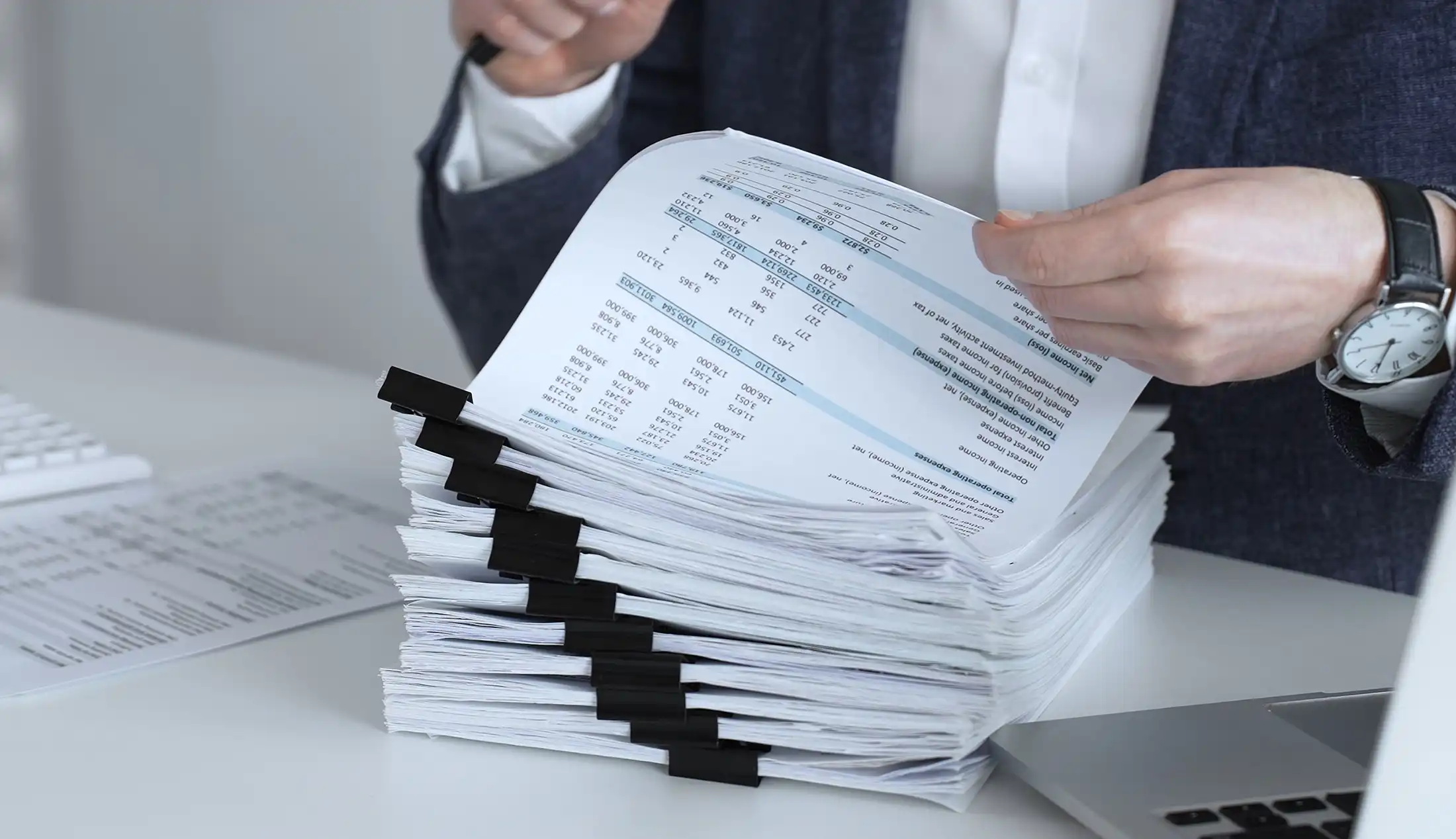 accountant inspecting financial documents